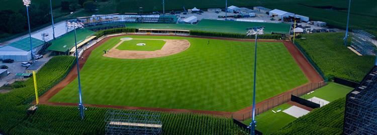 MLB at Field of Dreams Game baseball stadium cornfield