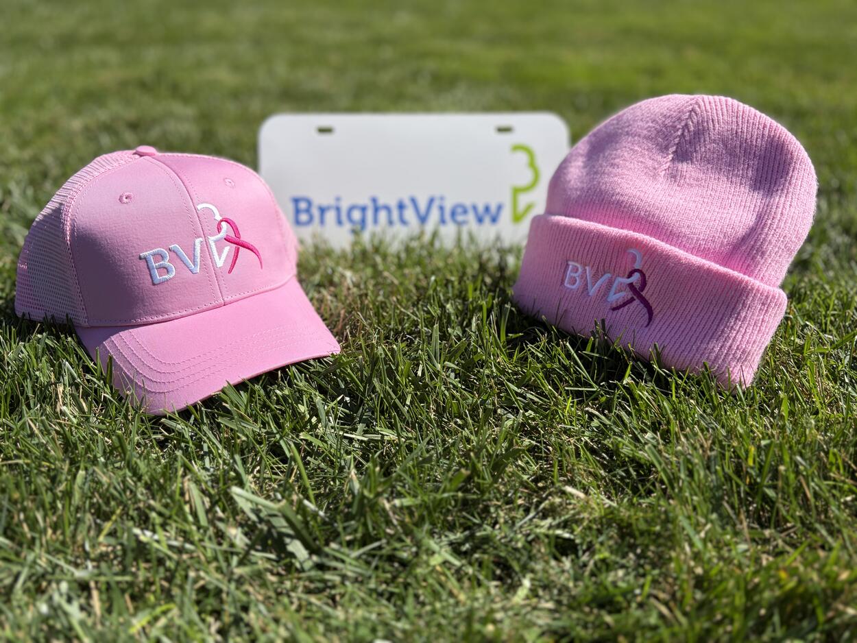BrightView Breast Cancer Awareness Month pink hats