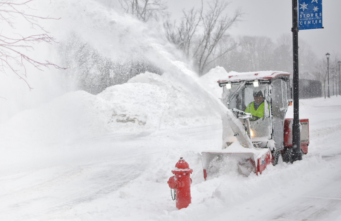 Blizzard Cleanup with Riding Snow Blower