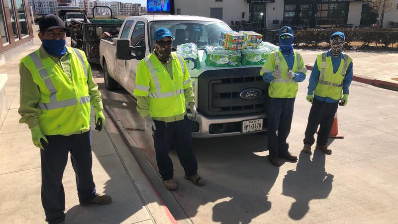 BrightView handed out bottled water and other essential supplies to the local communities. 