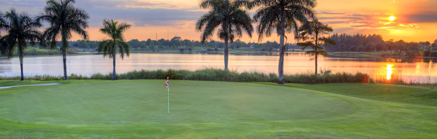 golf course at sunset