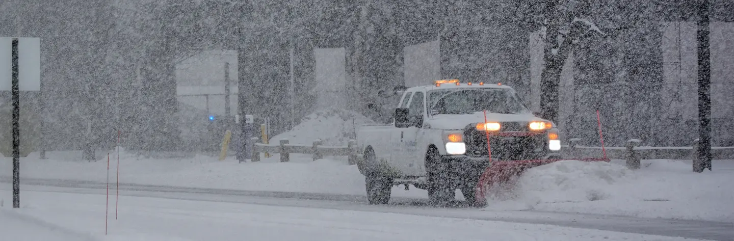 BrightView Snow Plow in Snow Storm