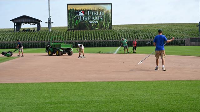 MLB at Field of Dreams baseball field cornfield BrightView Iowa