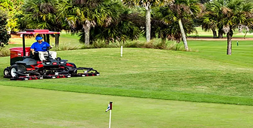Golf course mowing greens