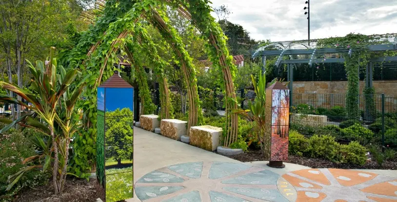 campus landscaping walkway