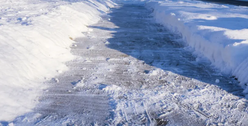 snow cleared sidewalk